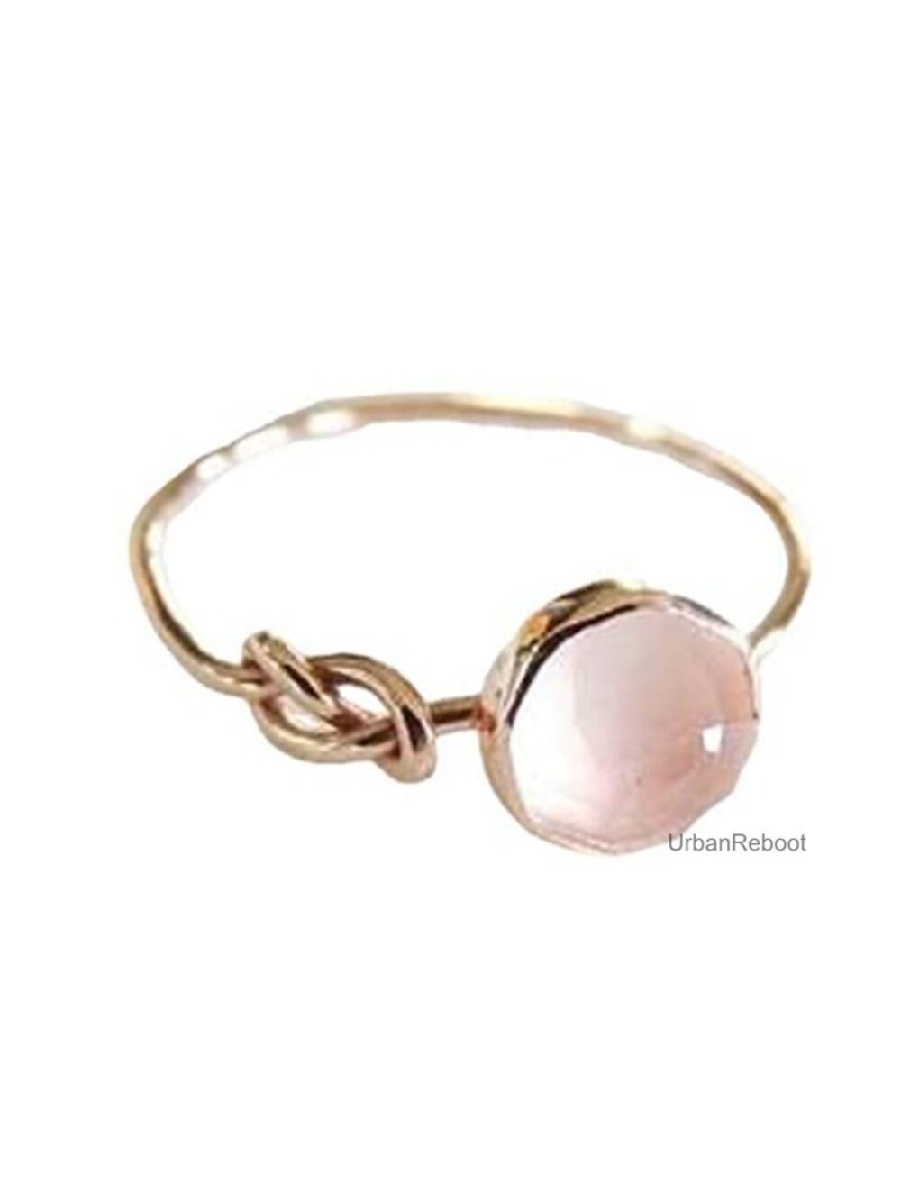 18K Rose Gold Filled Moonstone Solitaire Ring Round Cut Stackable